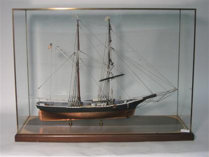 Painted wooden ship model 20th 4d890