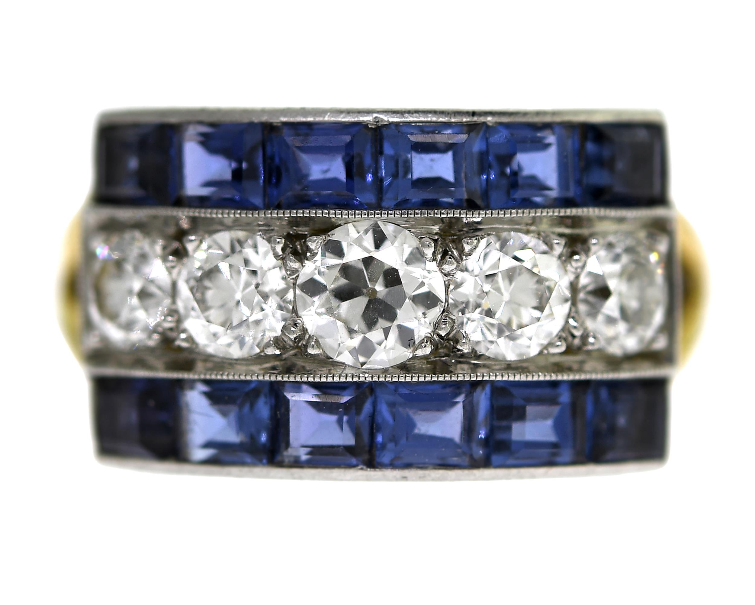 ANTIQUE 14K GOLD DIAMOND AND SAPPHIRE 30762c