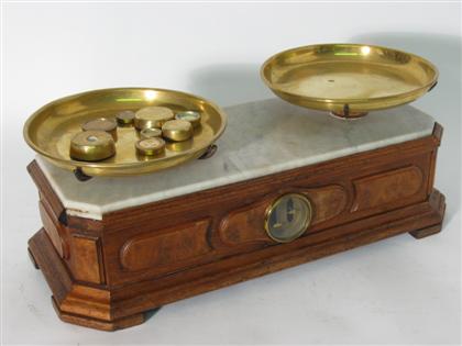 Vicorian walnut and iron food scale