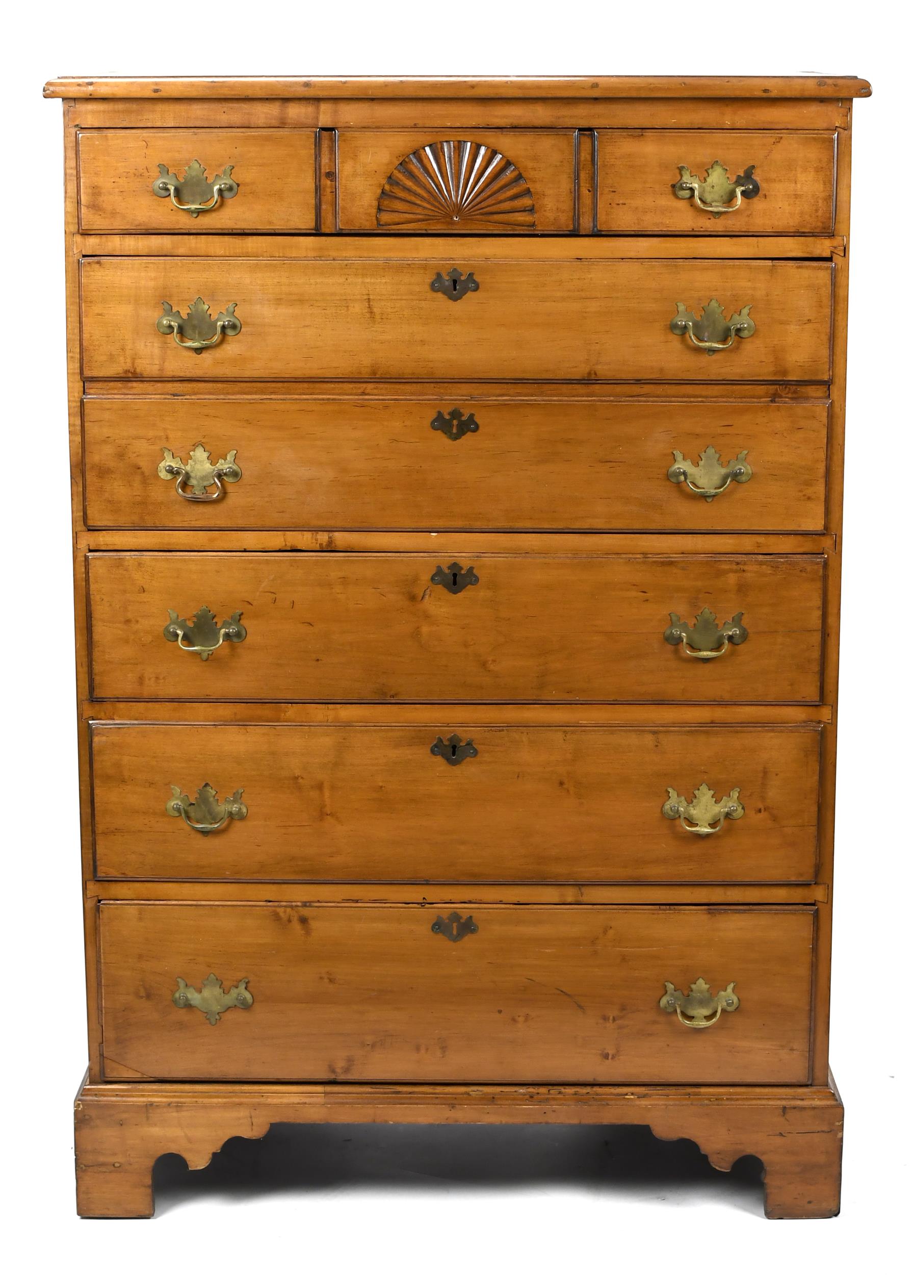 18TH C. NH CHIPPENDALE TALL CHEST.