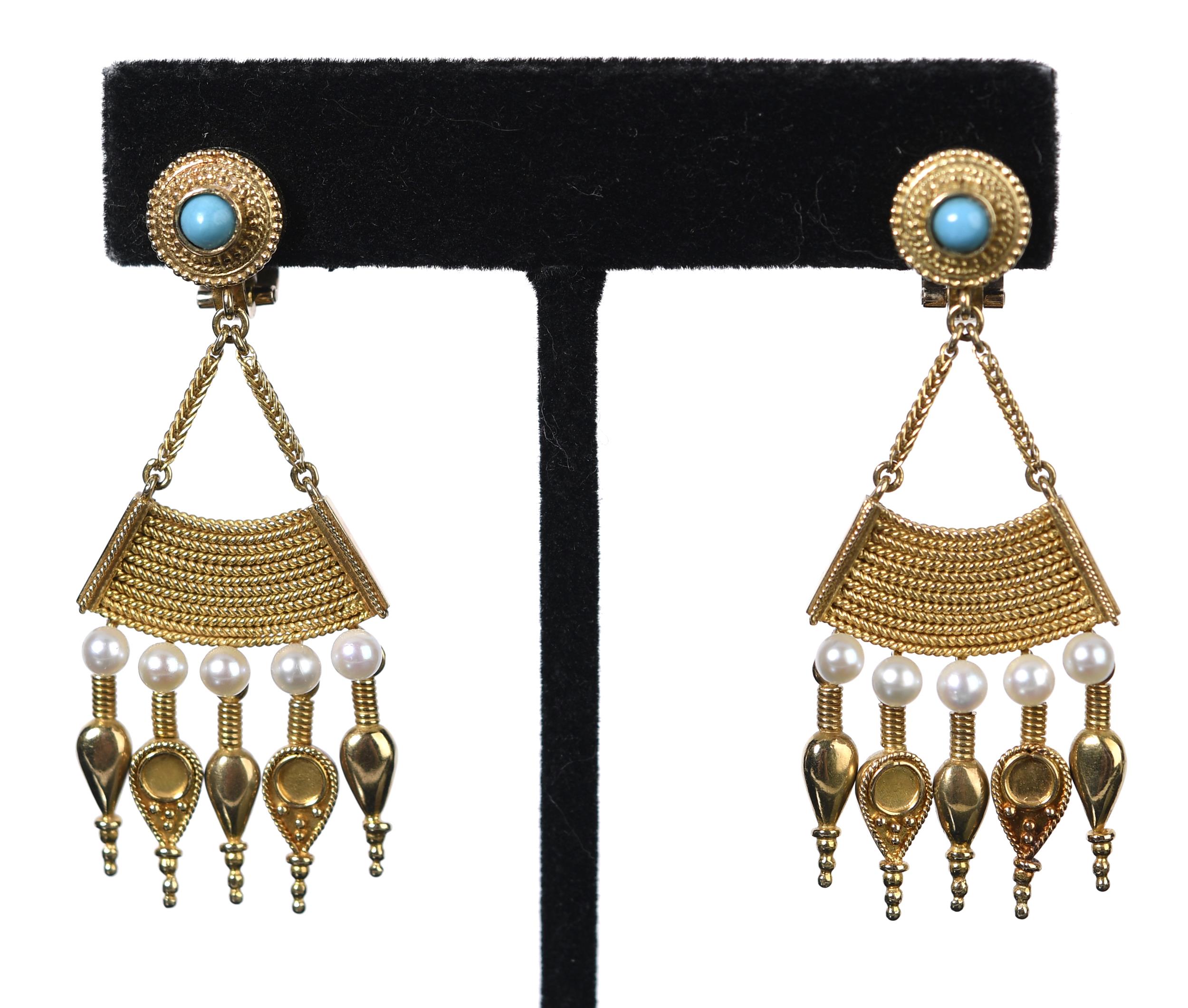 18K GOLD & PEARL ETRUSCAN STYLE