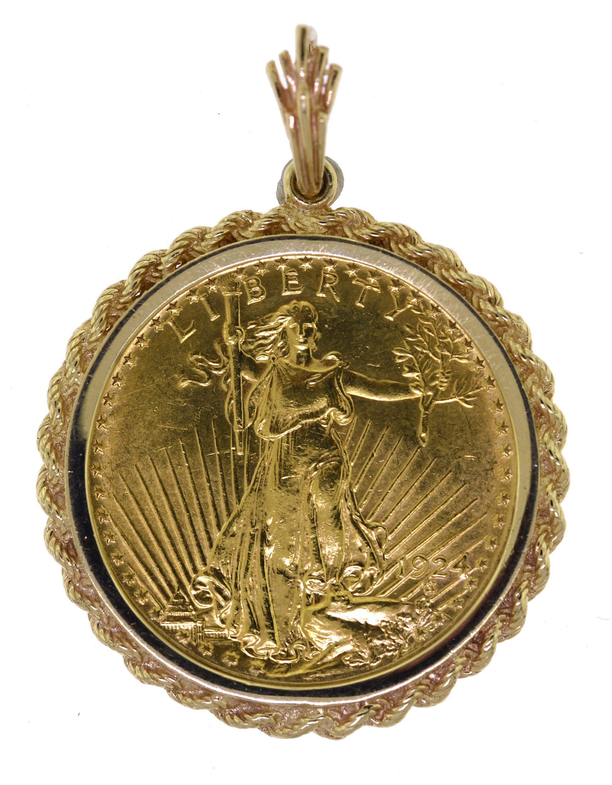  20 SAINT GAUDENS GOLD COIN PENDANT  307787