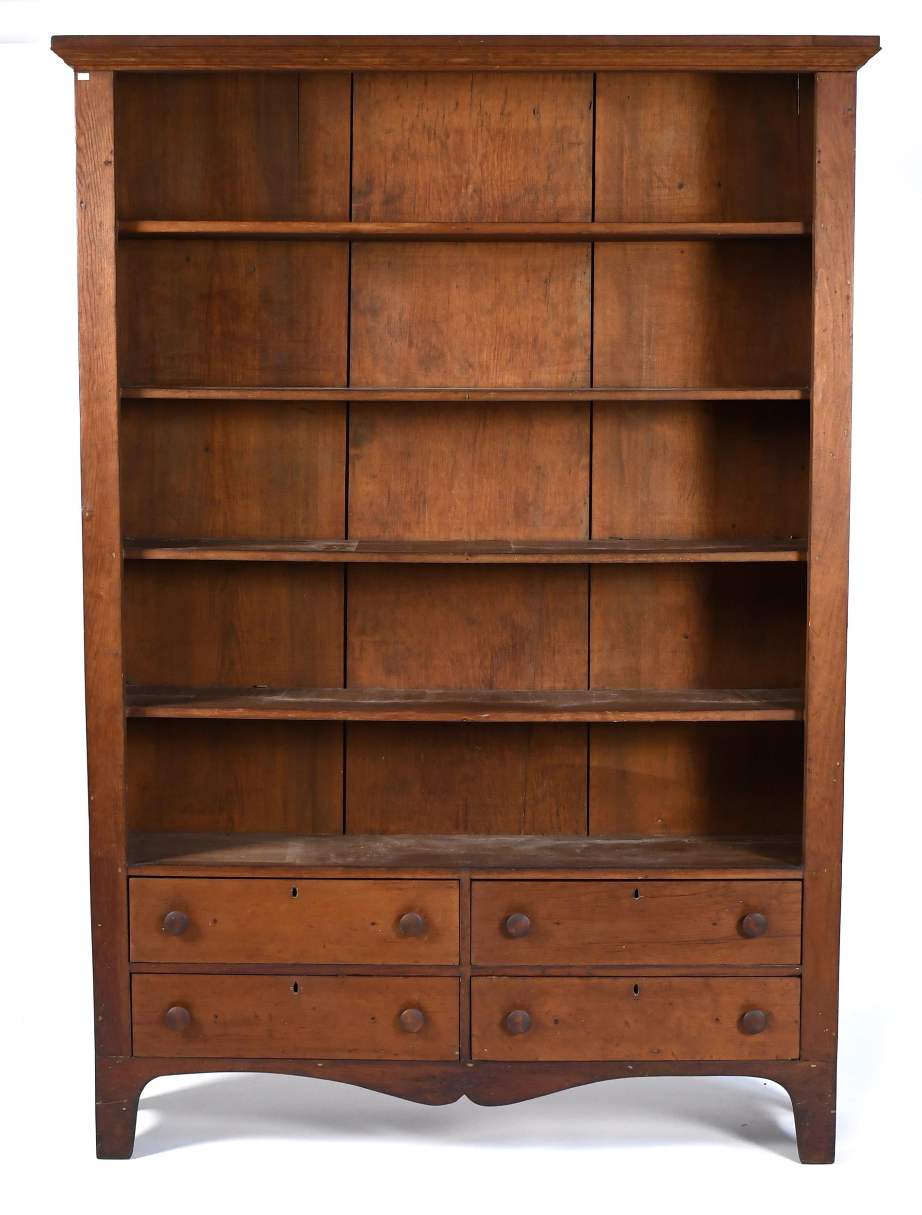 19TH C. COUNTRY PINE BOOKCASE.