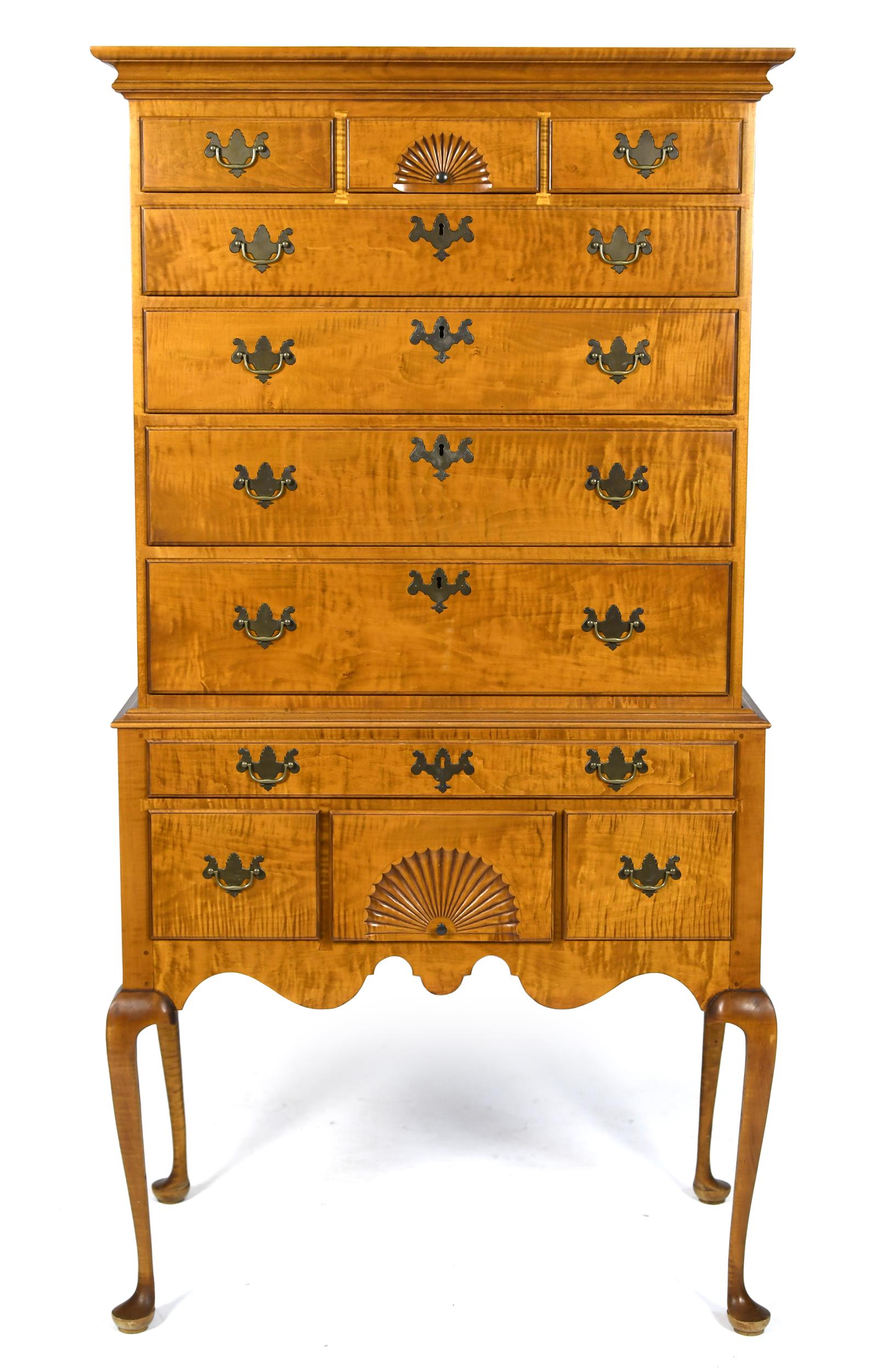 ELDRED WHEELER TIGER MAPLE HIGHBOY  30787d