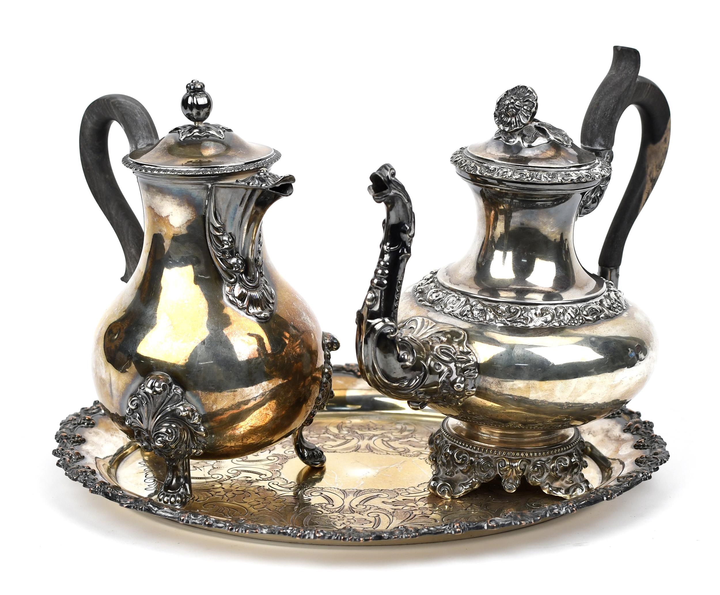 FRENCH SILVER TEA AND CHOCOLATE POTS.