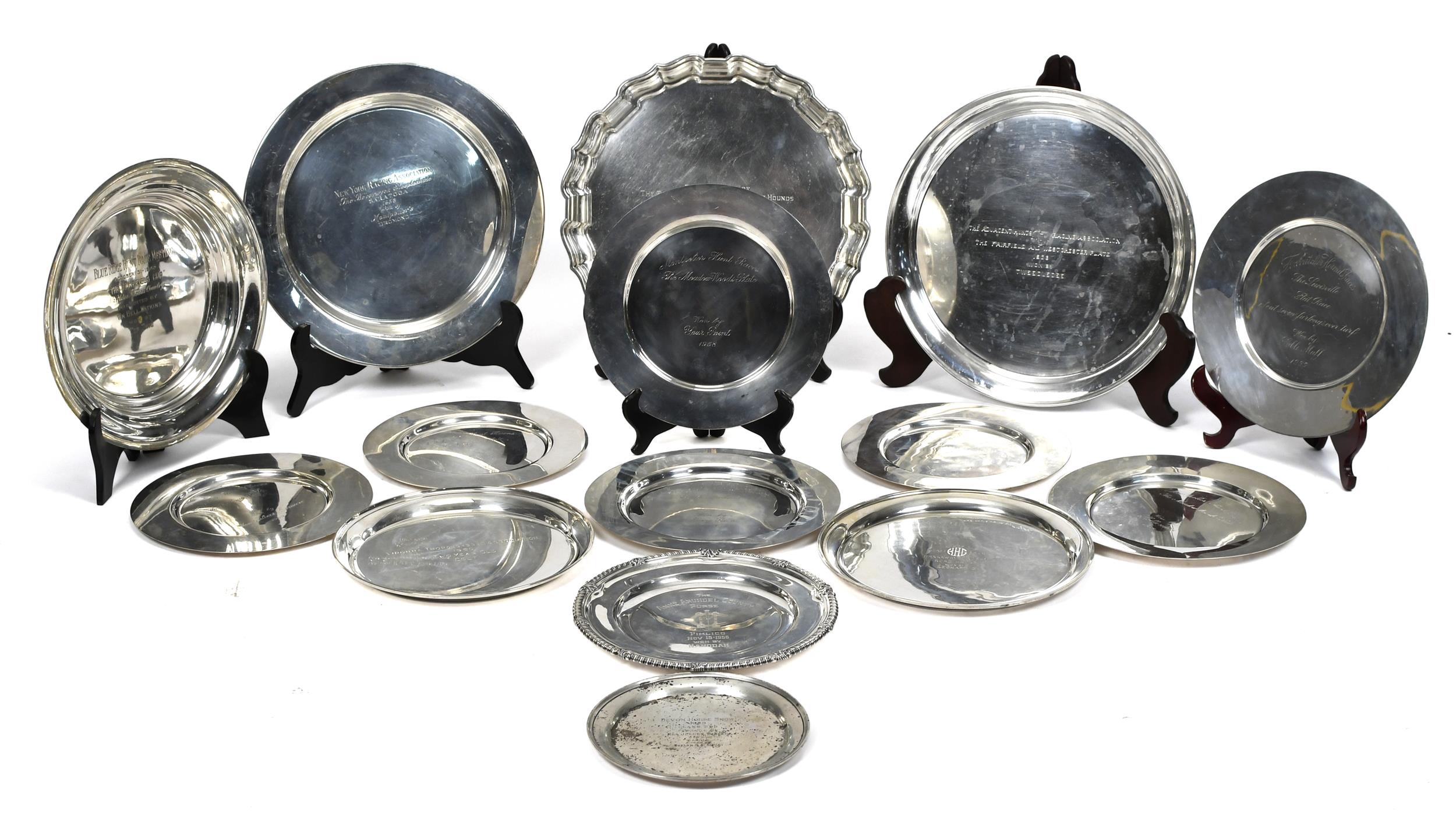 15 STERLING SILVER PRESENTATION PLATES,