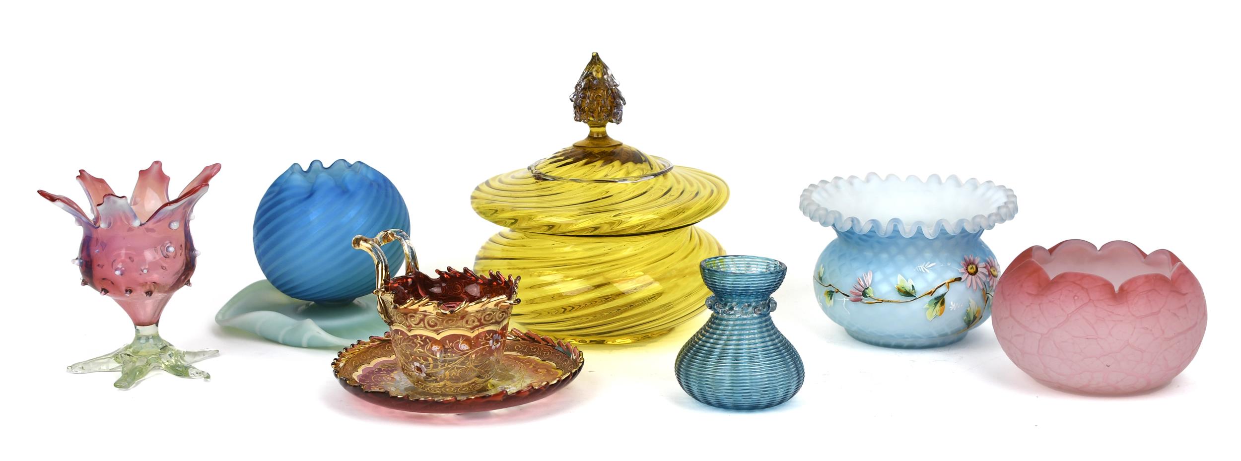 ANTIQUE ART GLASS 7 PCS    307a35