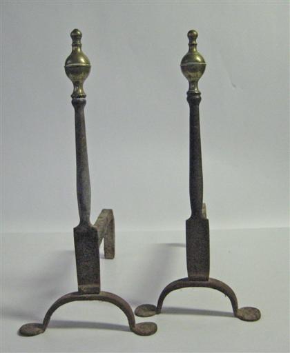 Pair of  wrought iron and brass