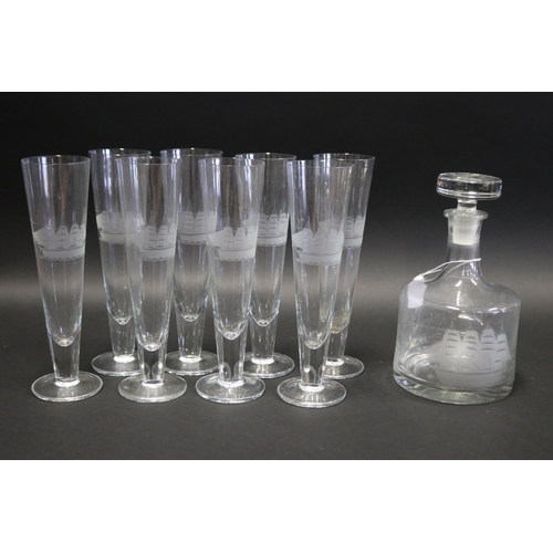 Set of eight tall glasses, each