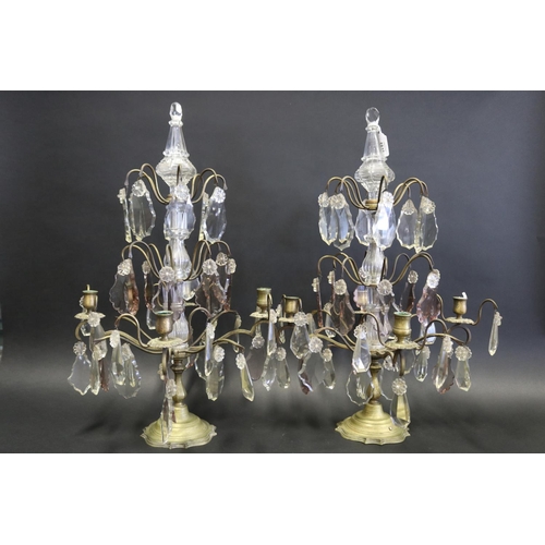 Pair of French brass and cut crystal 3081e5