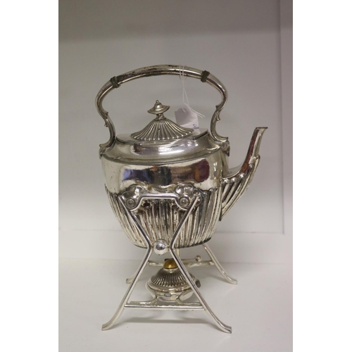 Antique silver plate spirit kettle on