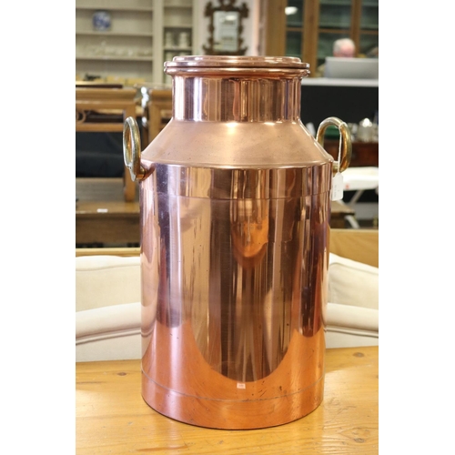 Copper and brass milk can, approx 56cm