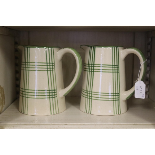 Pair of Country plaid pattern jugs  3082a1