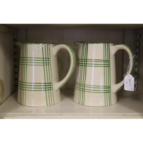 Pair of Country plaid pattern jugs,