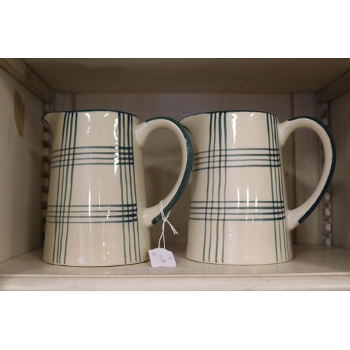 Pair of Country plaid pattern jugs  3082aa