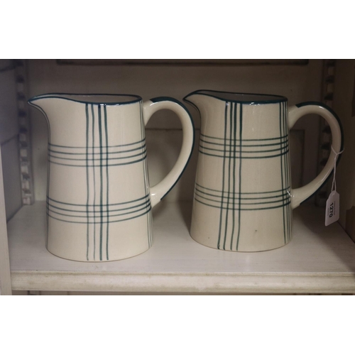 Pair of Country plaid pattern jugs  3082a3