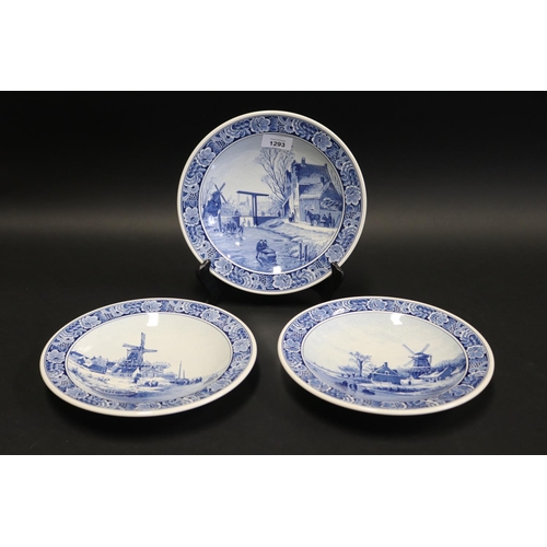 Three Dutch delft wall plates,