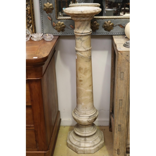 Antique alabaster pedestal, approx 111cm