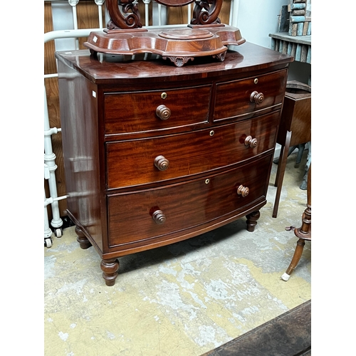 Antique bow front chest of four drawers,