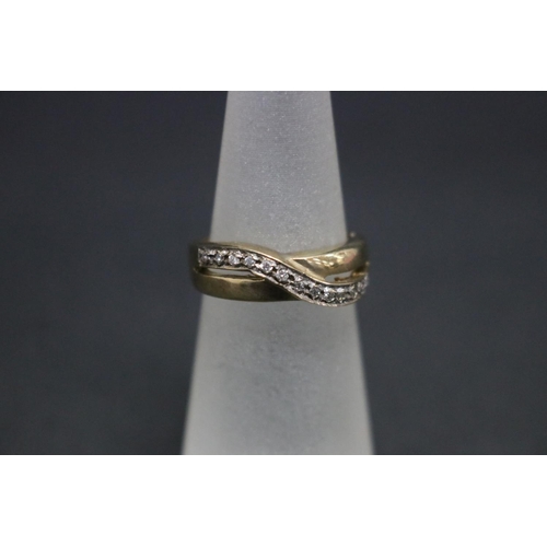 9ct yellow gold & diamond set ring,