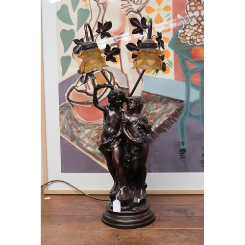 Modern bronze figural two light
