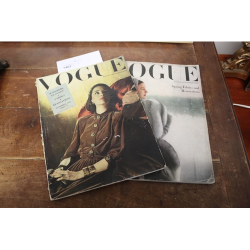 Two vintage Vogue magazines 1944 & 1945