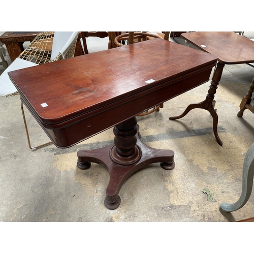 Antique fold over tea table, turned