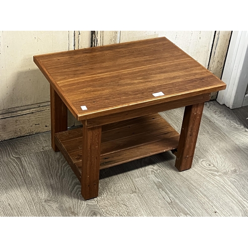 Rustic end table with under shelf,