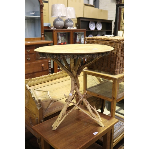 Rustic oak topped stick table  308359