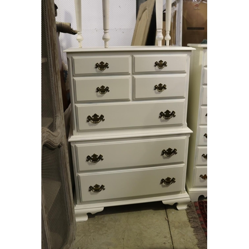 Modern white painted chest on chest,