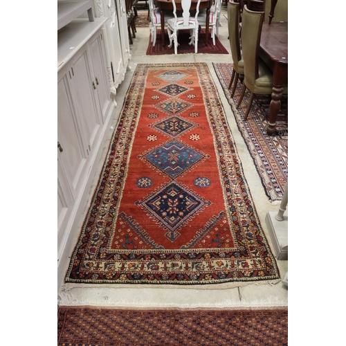 Vintage wool hand knotted runner  30836e