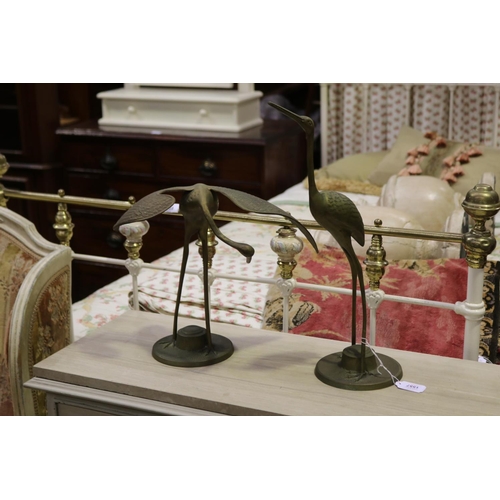 Pair of decorative brass cranes  30838b