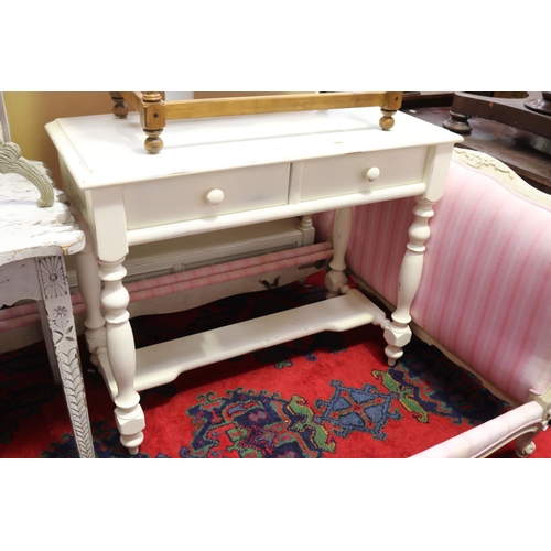 Painted hall table with two drawers,
