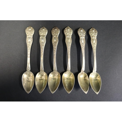 Set of six antique French silver gilt