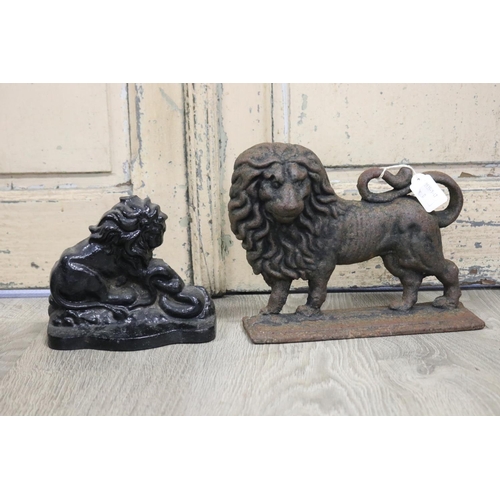 Two antique cast iron lion door 3083bc