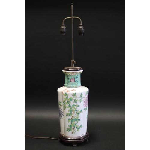 Chinese famille verte porcelain lamp,
