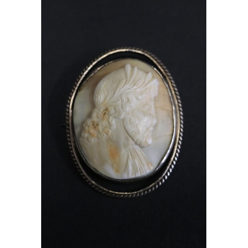 Antique carved oval shell cameo of Jesus