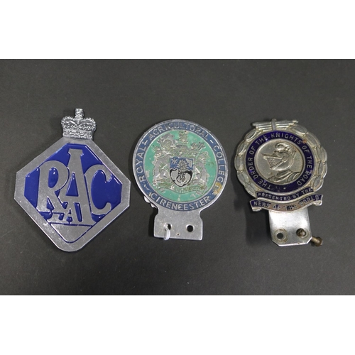 Three English car badges, Rac, Royal