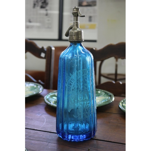 Vintage French bistro blue glass 3083fd