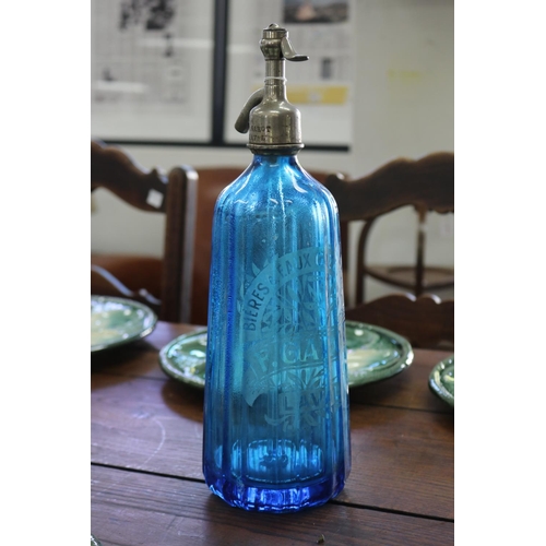 Vintage French bistro blue glass soda