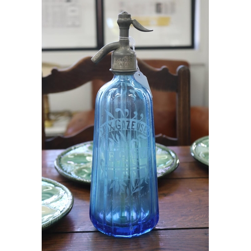Vintage French bistro blue glass 3083fe
