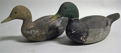 Pair of carved and painted mallard duck