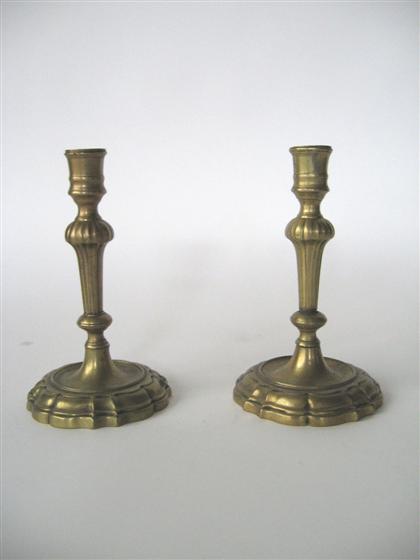 Pair of Queen Anne brass candlesticks