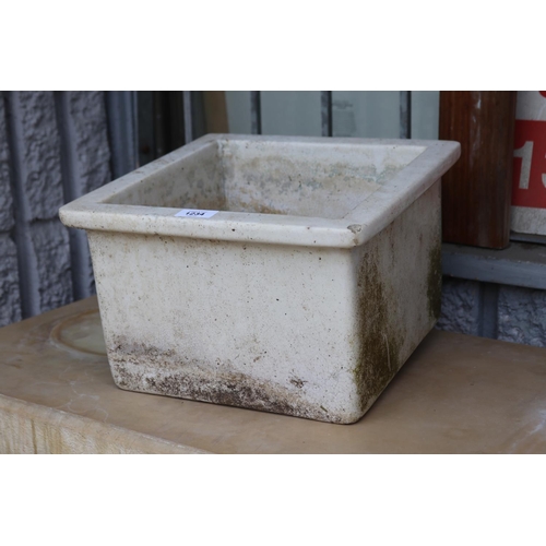 Old square wash basin, approx 20cm H