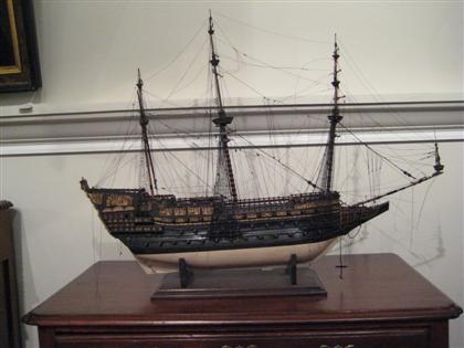Painted wood ship model 19th 4da14