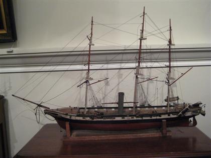 Painted wood ship model 19th 4da15