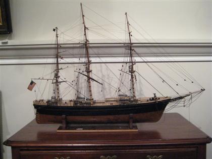 Painted wood ship model 19th 4da16