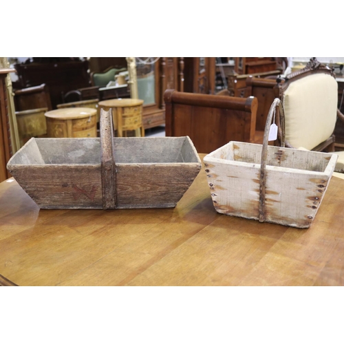 Two old French flower pickers baskets,