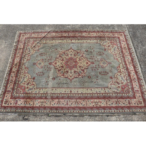 Large antique handwoven wool carpet  3084fb