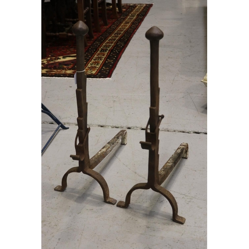 Pair of antique French iron andirons  30852a